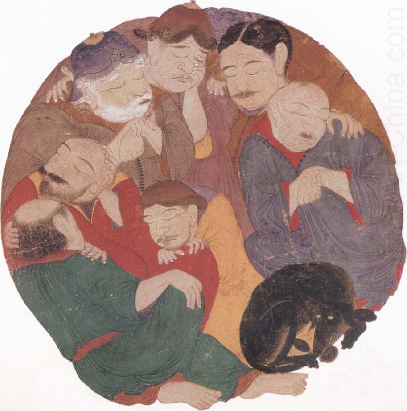 The Seven Sleepers in the cave of Ephesus with their dog, unknow artist